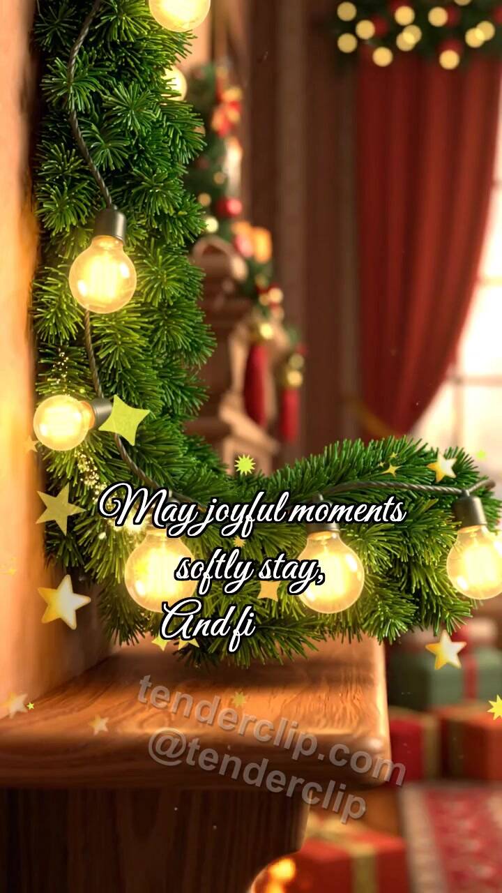 Animated greeting card about Happy holiday: Garland Catches Spark