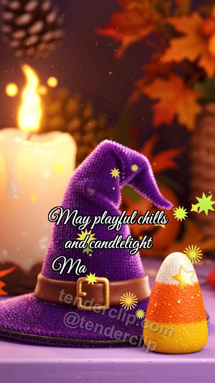 Animated greeting card about Happy Halloween: Hat Releases Spark