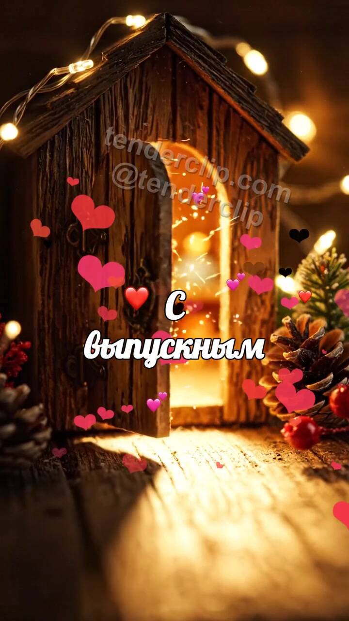 Анимационная открытка на тему С выпускным: маленькая дверь выпускает свет