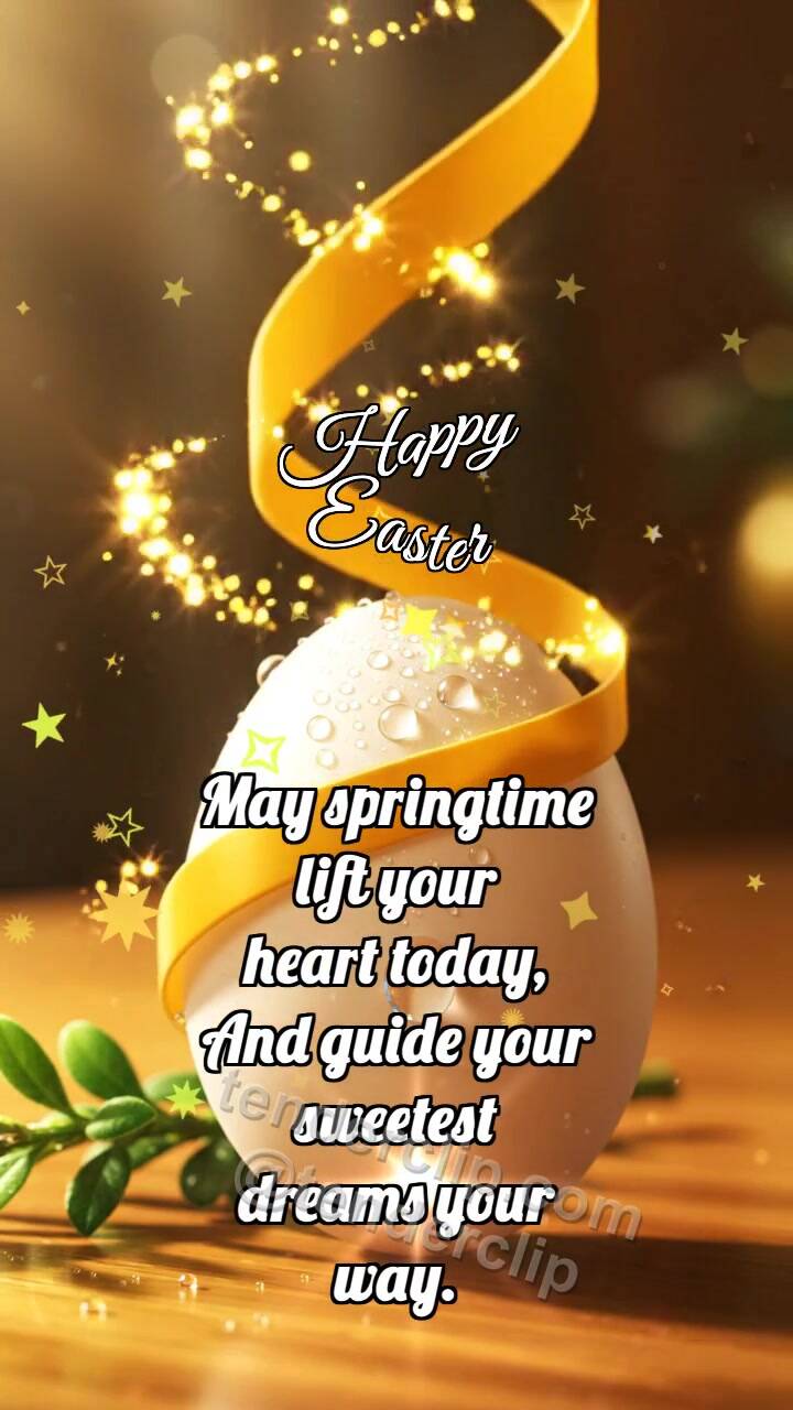 Animated greeting card about Happy Easter: Saffron Ribbon Colors Egg