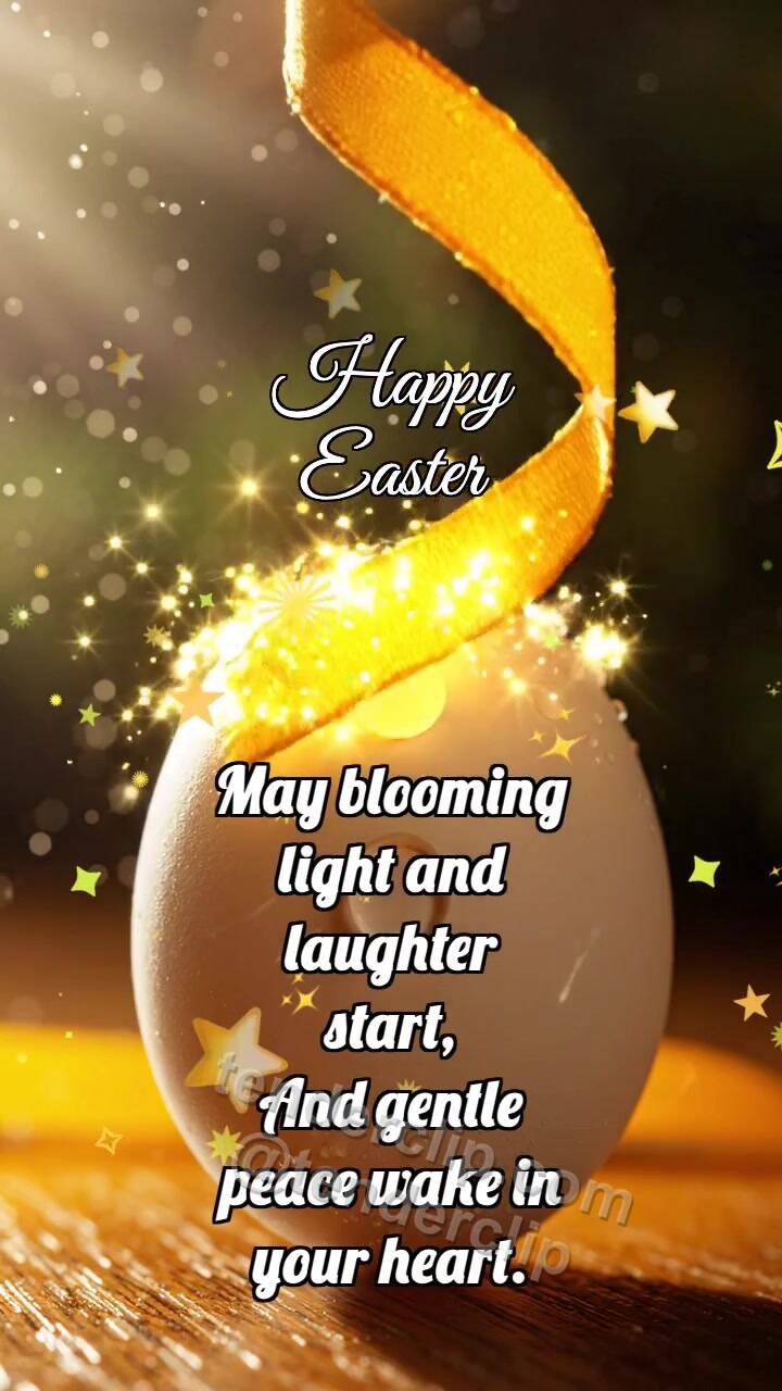 Animated greeting card about Happy Easter: Saffron Ribbon Colors Egg