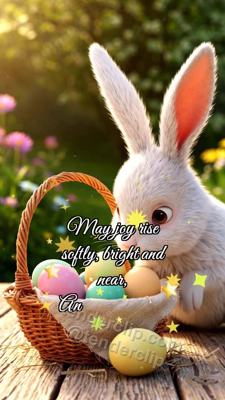 Animated greeting card about Happy Easter: Bunny Hides Sunbeam