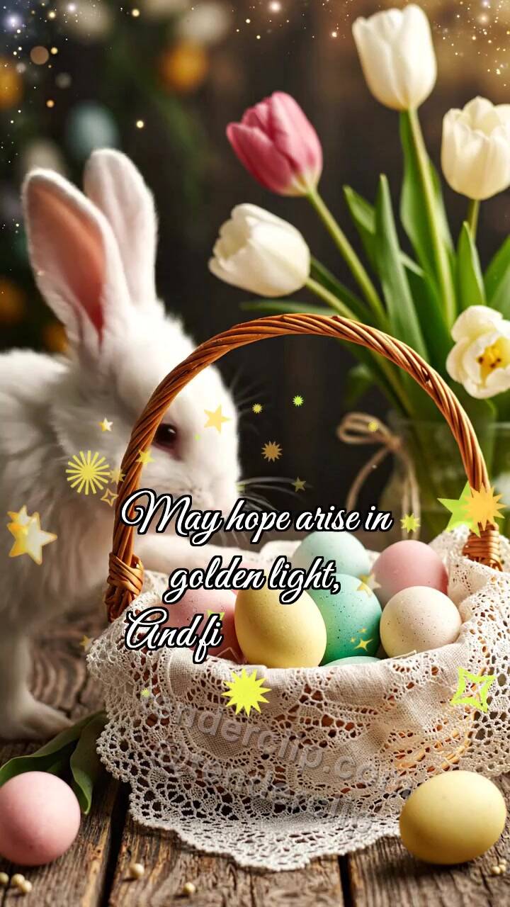 Animated greeting card about Happy Easter: Bunny Hides Sunbeam
