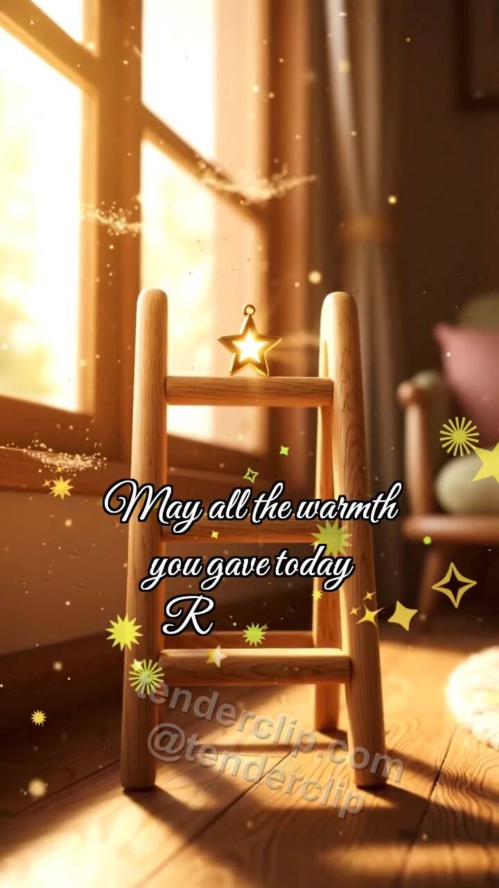 Animated greeting card about Thank you: Ladder Holds Star
