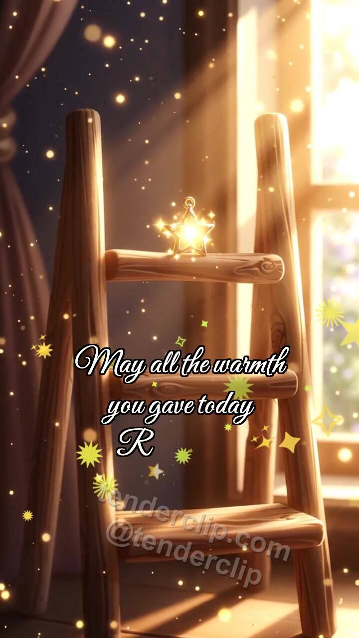 Animated greeting card about Thank you: Ladder Holds Star
