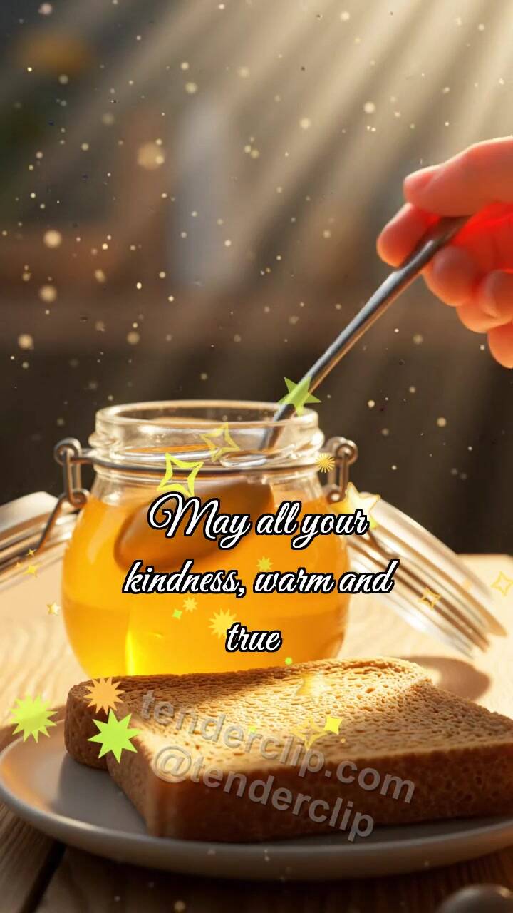 Animated greeting card about Thank you: Spoon Carries Honey