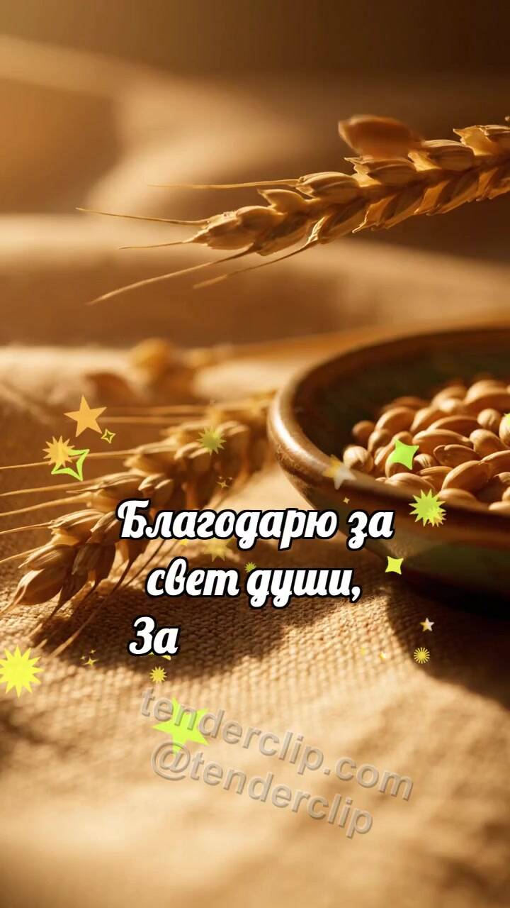 Анимационная открытка на тему Спасибо: Колосок дарит зёрнышко
