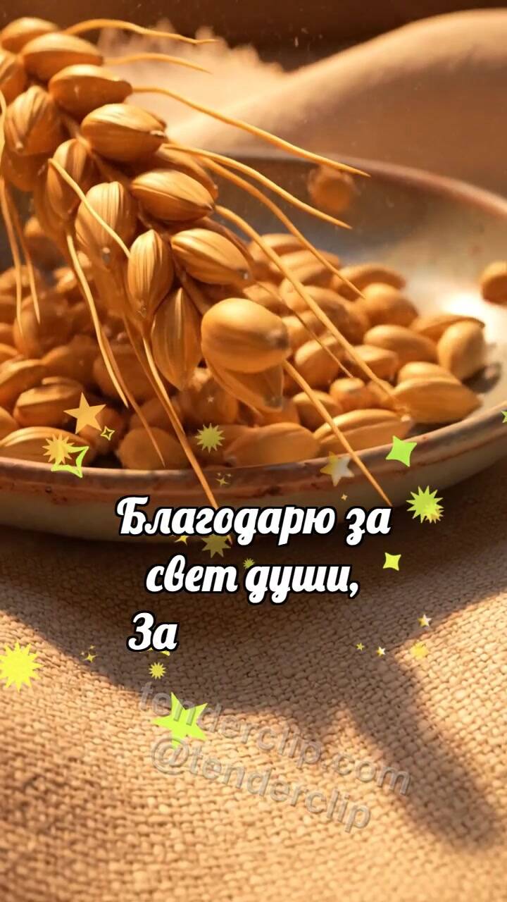 Анимационная открытка на тему Спасибо: Колосок дарит зёрнышко