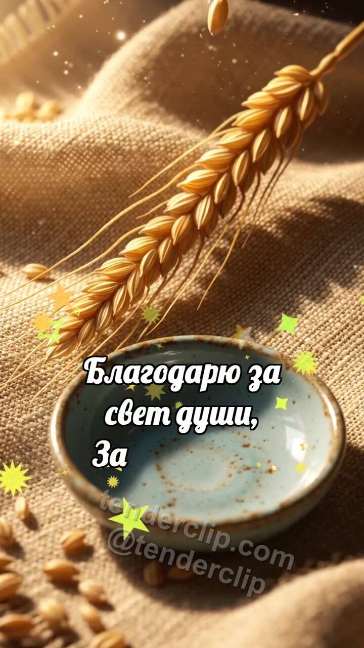 Анимационная открытка на тему Спасибо: Колосок дарит зёрнышко