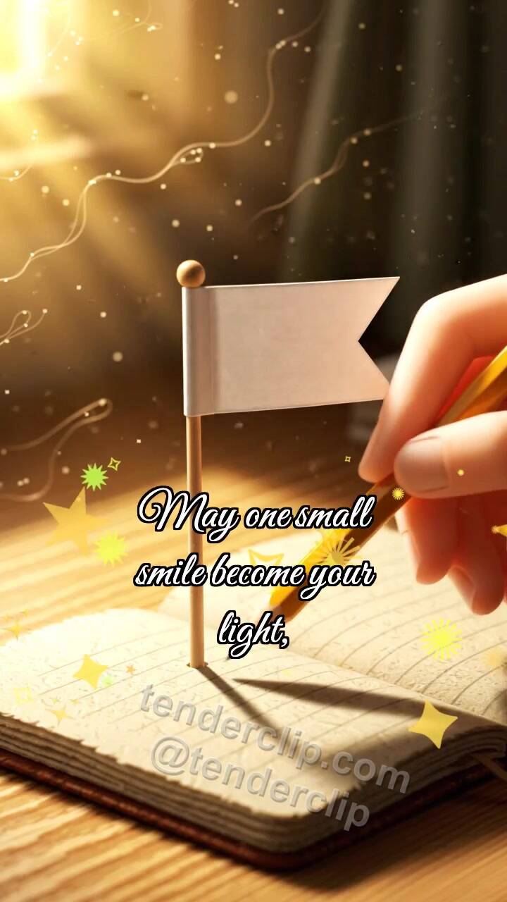 Animated greeting card about Hold on and smile: Pencil Raises Flag