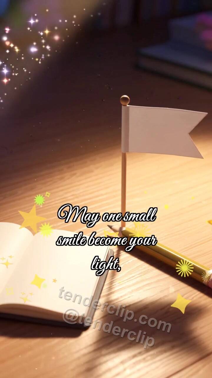 Animated greeting card about Hold on and smile: Pencil Raises Flag