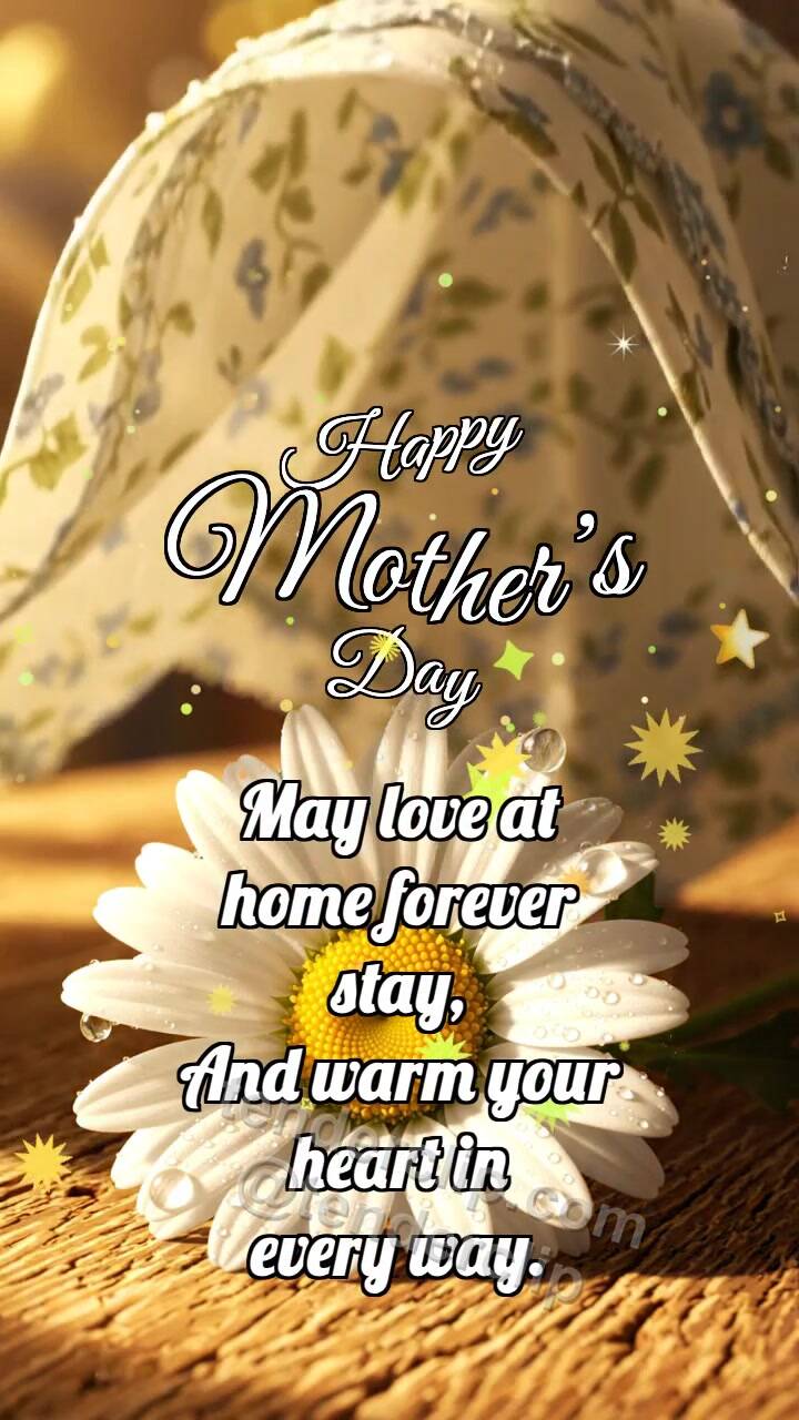 Animated greeting card about Happy Mother’s Day: Chintz Kerchief Shelters Daisy