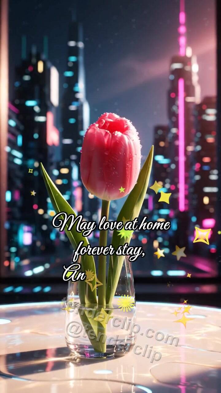 Animated greeting card about Happy Mother’s Day: Tulip Hides Heart