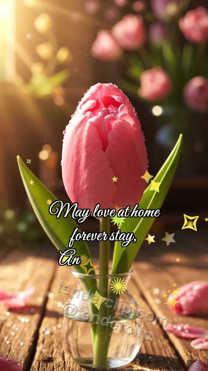 Animated greeting card about Happy Mother’s Day: Tulip Hides Heart