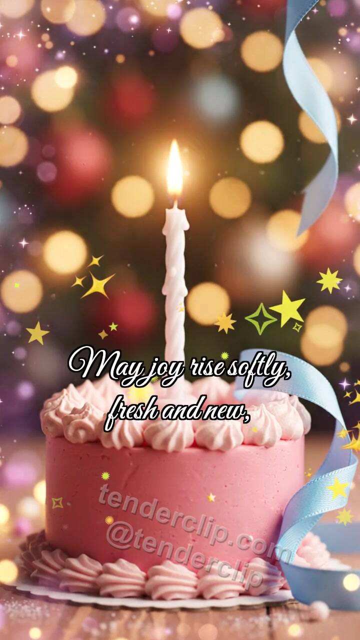Animated greeting card about Happy birthday: Candle Gives Bow