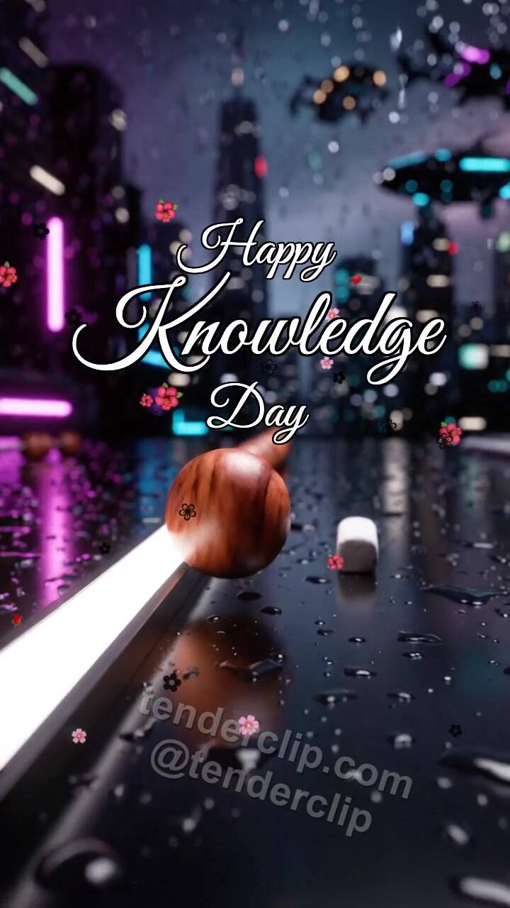 Animated greeting card about Happy Knowledge Day: Abacus Bead Meets Chalk