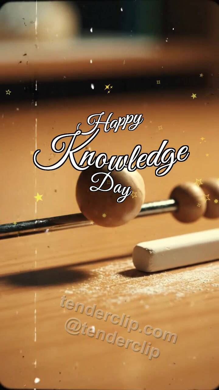Animated greeting card about Happy Knowledge Day: Abacus Bead Meets Chalk