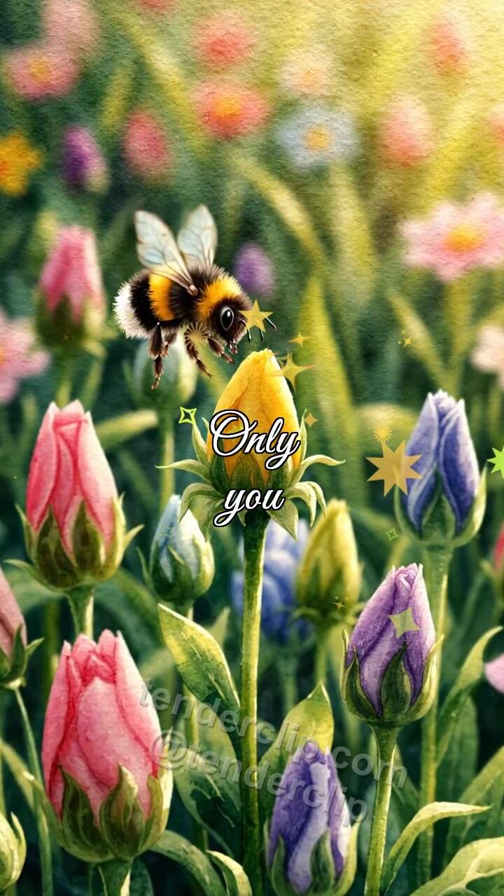 Animated greeting card about Only you: one flower opens