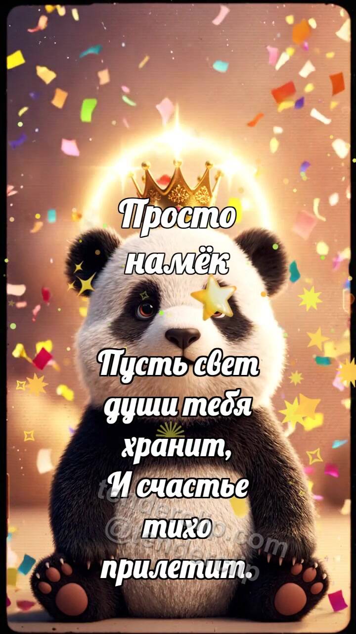Анимационная открытка на тему Просто намёк: Панда с короной