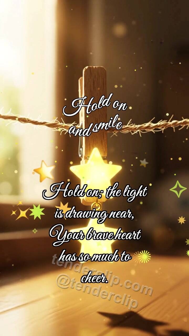 Animated greeting card about Hold on and smile: Clothespin Holds Star