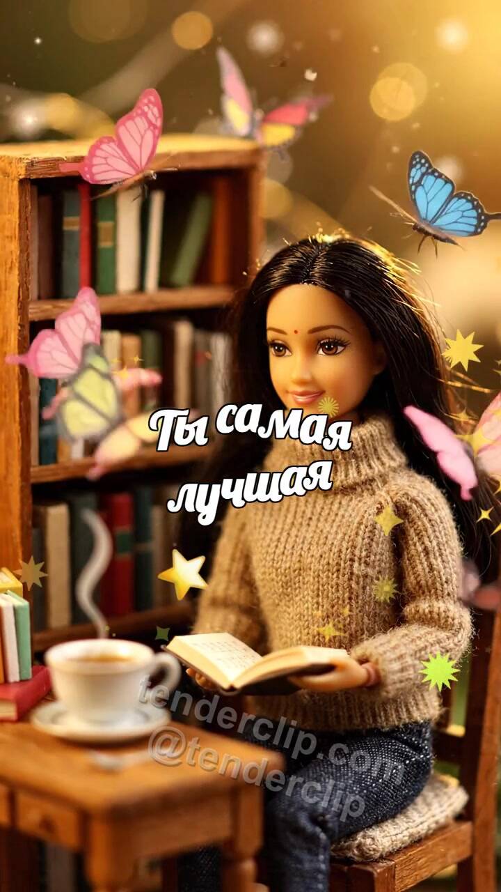 Анимационная открытка на тему Ты самая лучшая: бабочки выбирают её