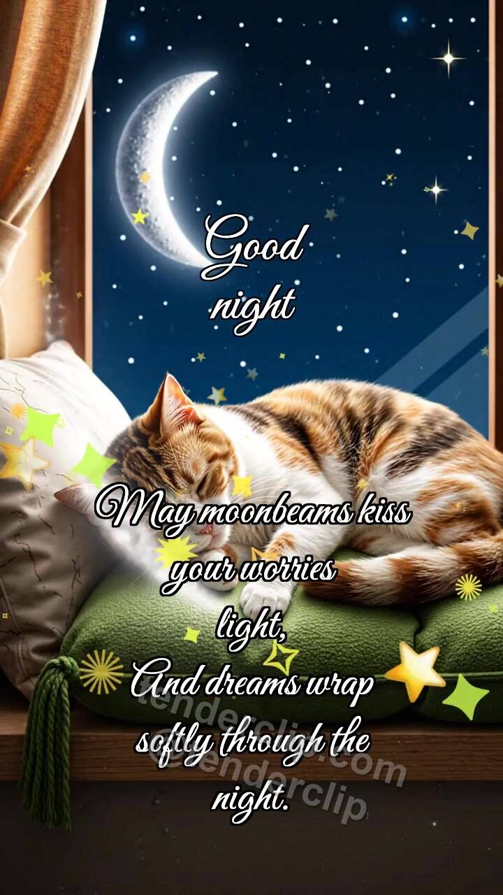 Good night: Moon Tucks Cat