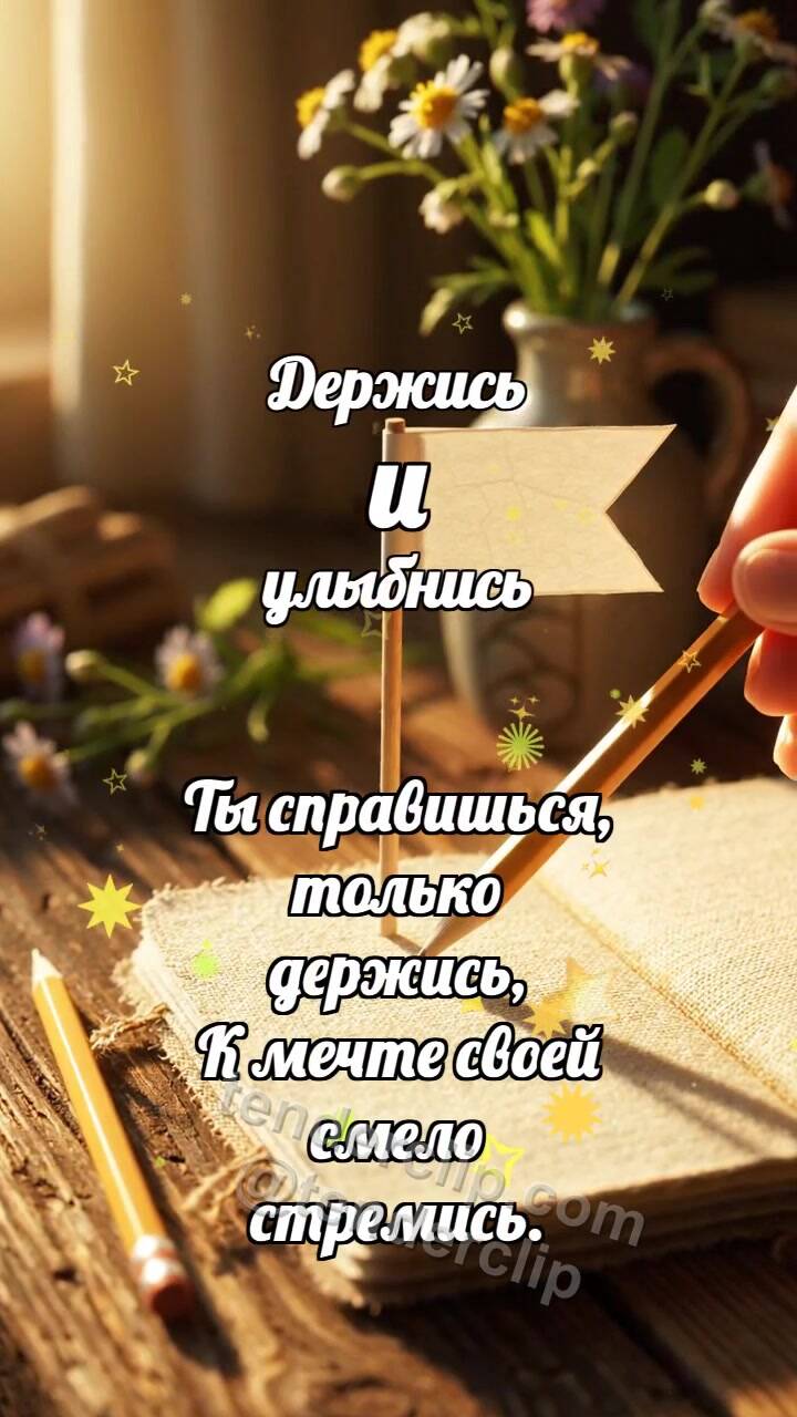 Держись и улыбнись: Карандаш поднимает флажок