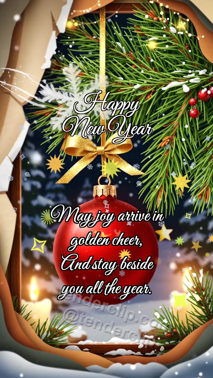 Happy New Year: Ornament Catches Snowflake