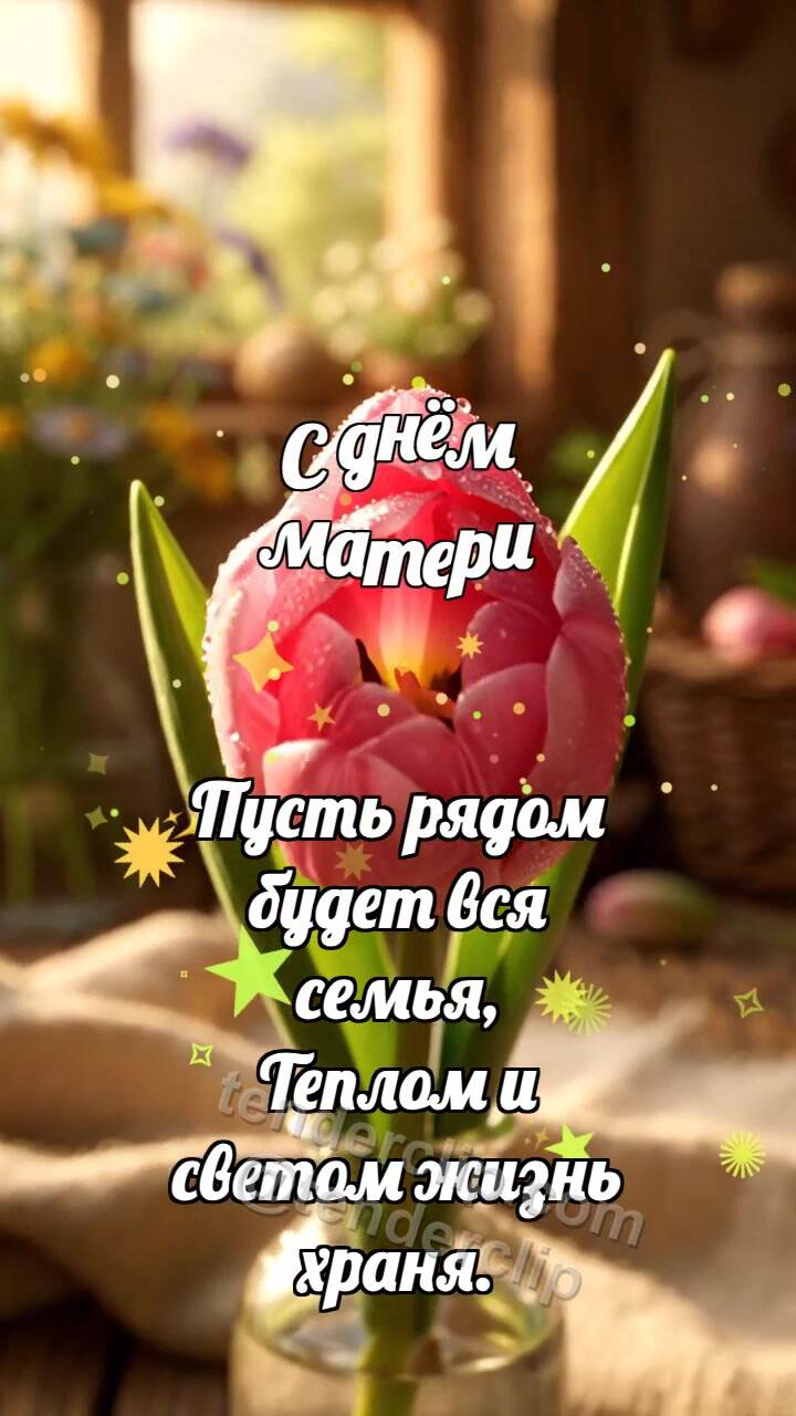 С днём матери: Тюльпан прячет сердечко