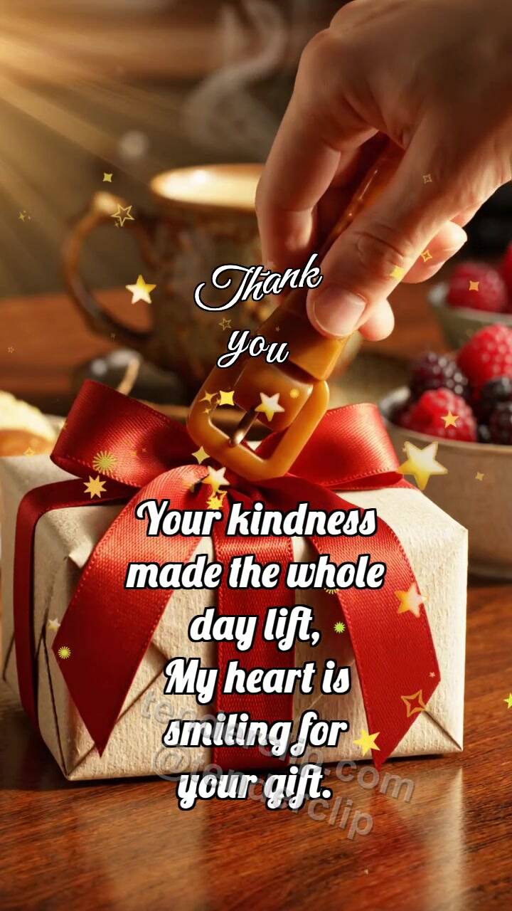 Animated greeting card about Thank you: Caramel Buckle Unties Bow