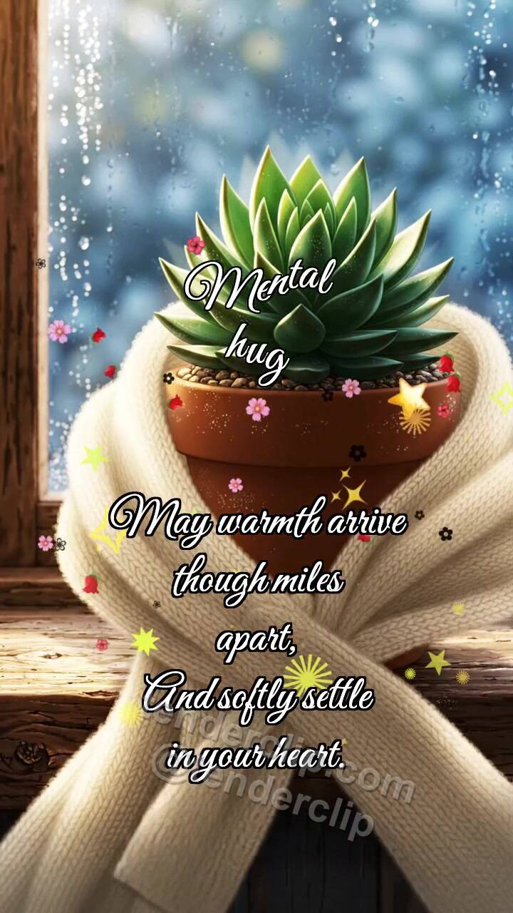 Animated greeting card about Mental hug: Scarf Hugs Pot