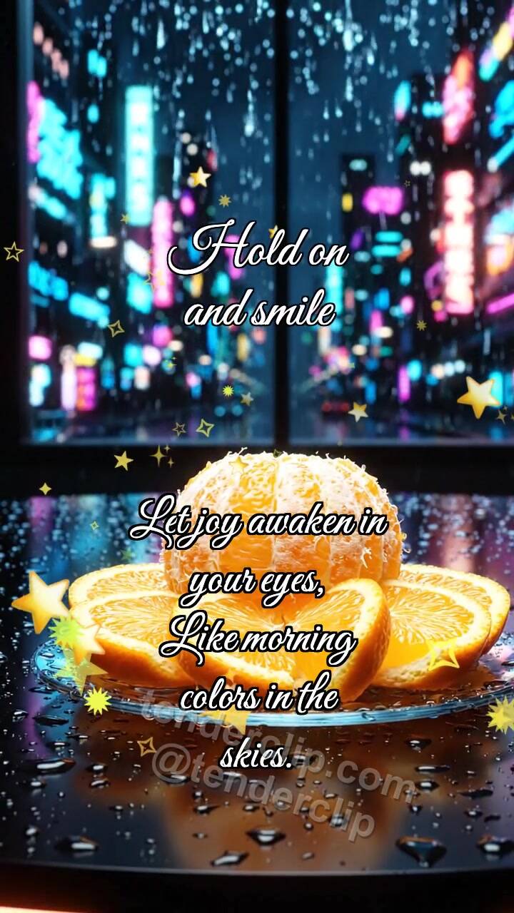 Animated greeting card about Hold on and smile: Orange Wakes Sun