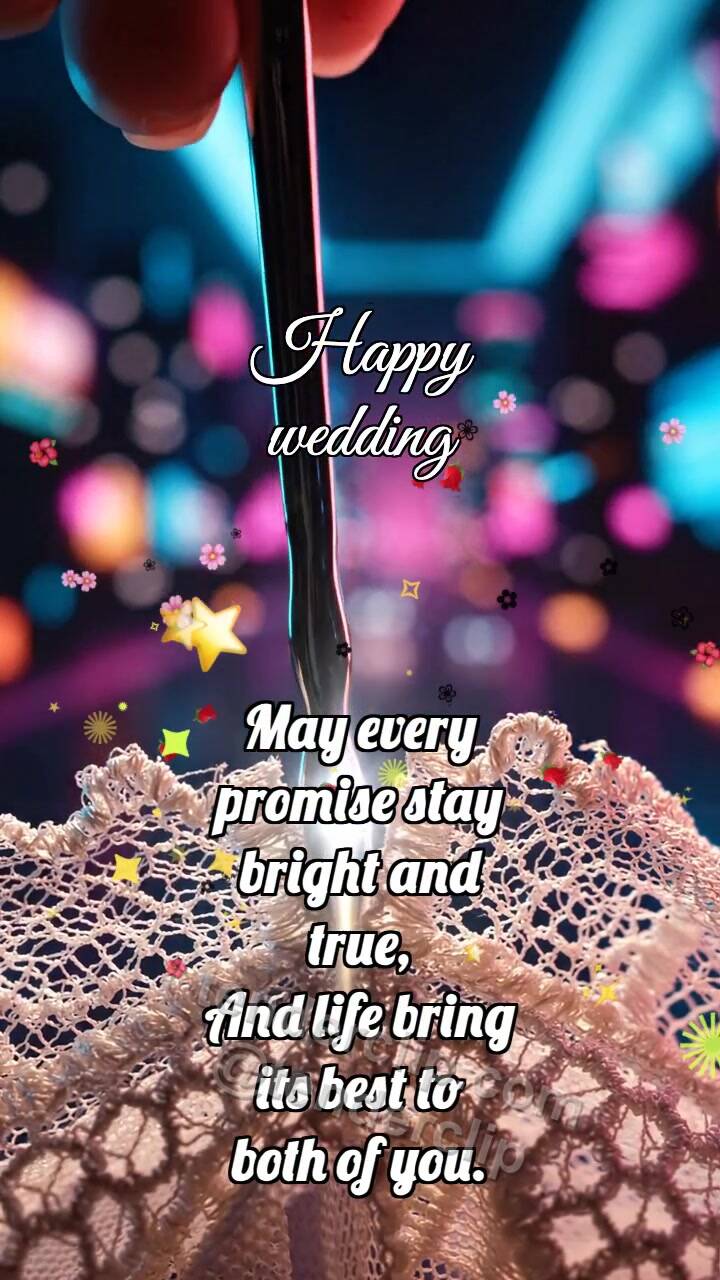 Animated greeting card about Happy wedding: Silver Hairpin Joins Lace