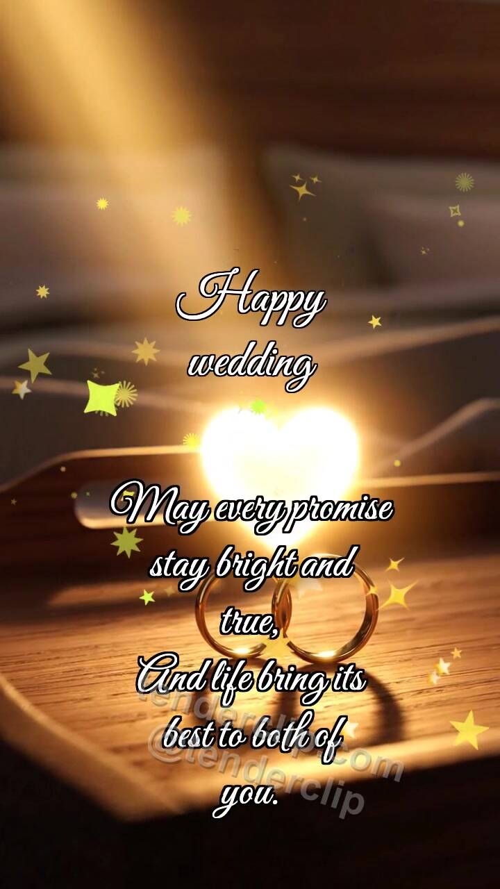 Animated greeting card about Happy wedding: Rings Catch Dawn