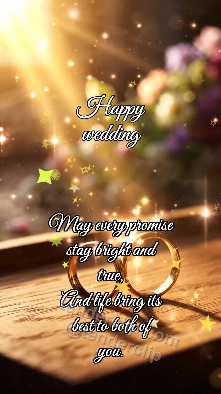 Animated greeting card about Happy wedding: Rings Catch Dawn