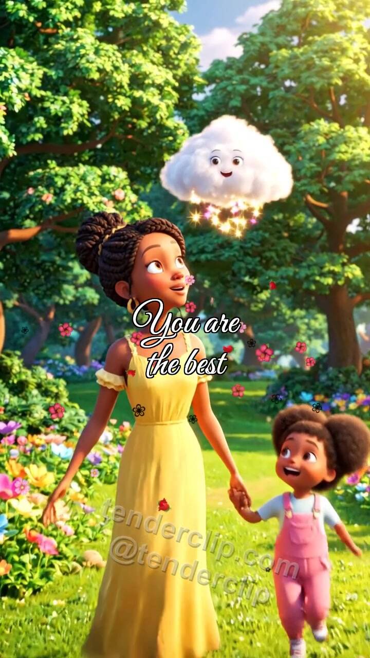 Animated greeting card about You are the best: cloud applauds with drops