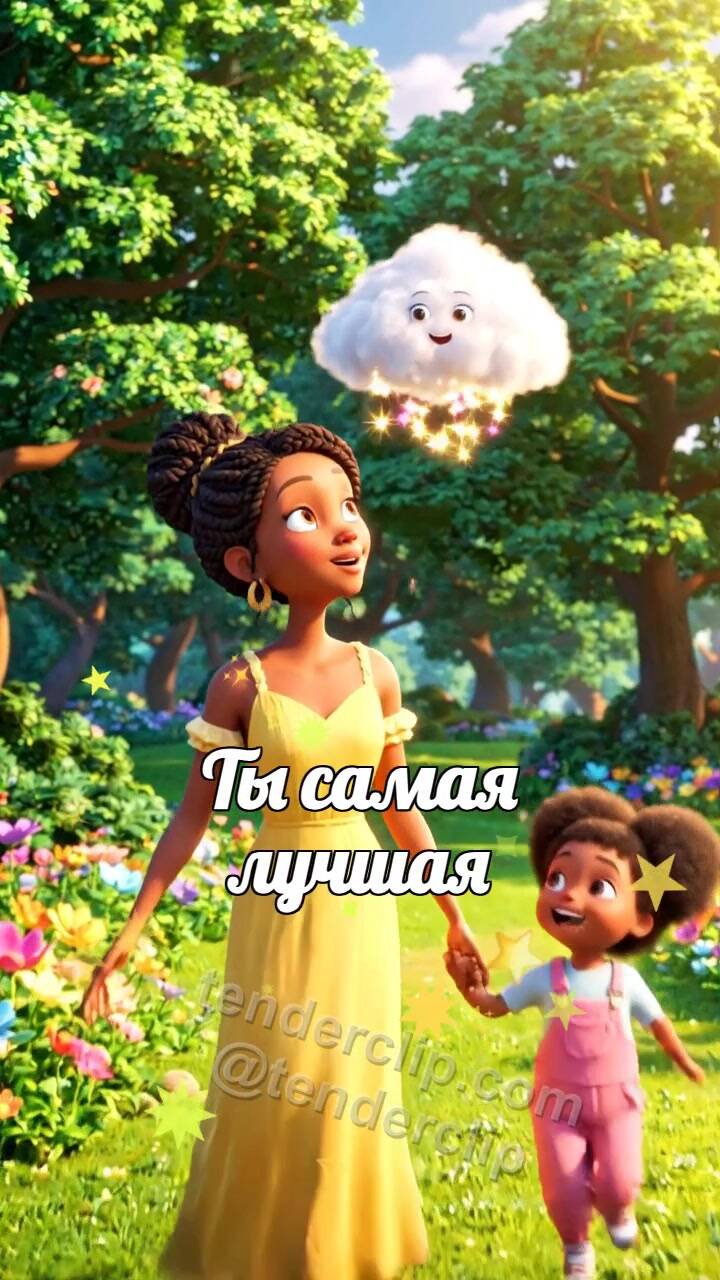 Анимационная открытка на тему Ты самая лучшая: облачко хлопает каплями