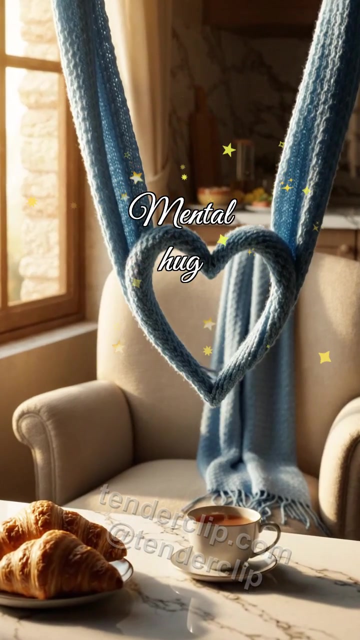 Animated greeting card about Mental hug: Scarf Waits Chair