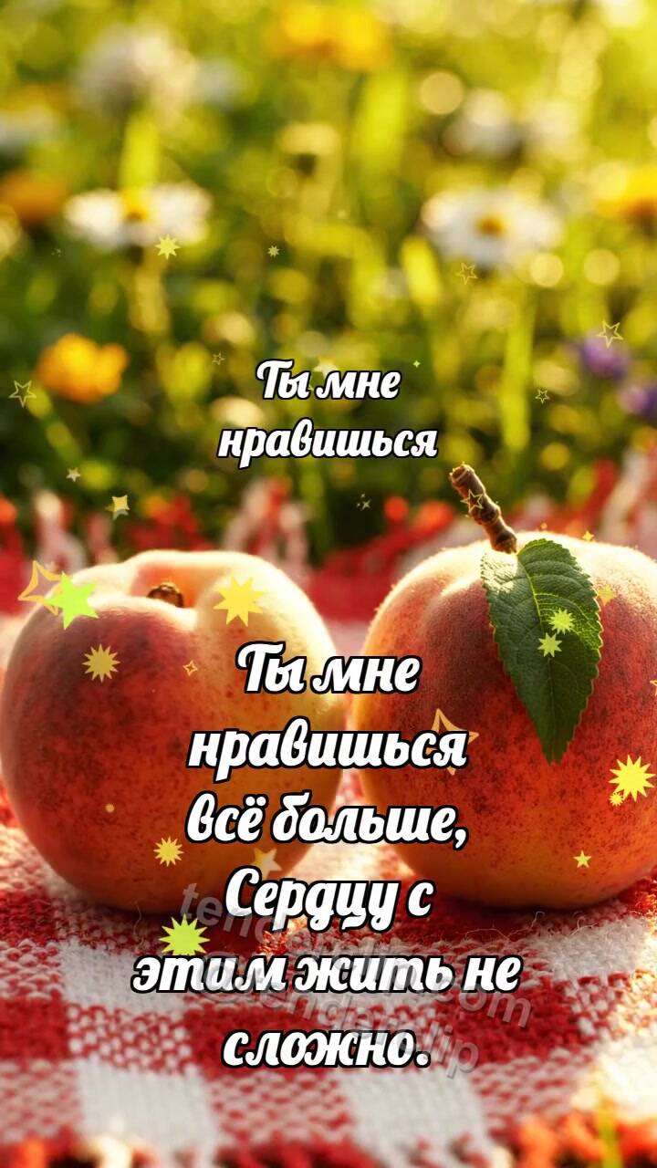 Анимационная открытка на тему Ты мне нравишься: Персик катится ближе