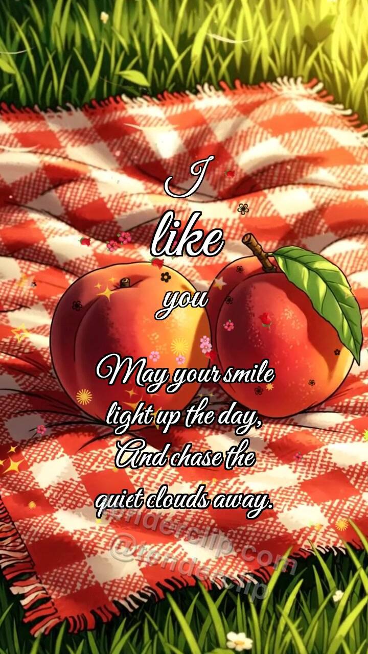 Animated greeting card about I like you: Peach Rolls Closer