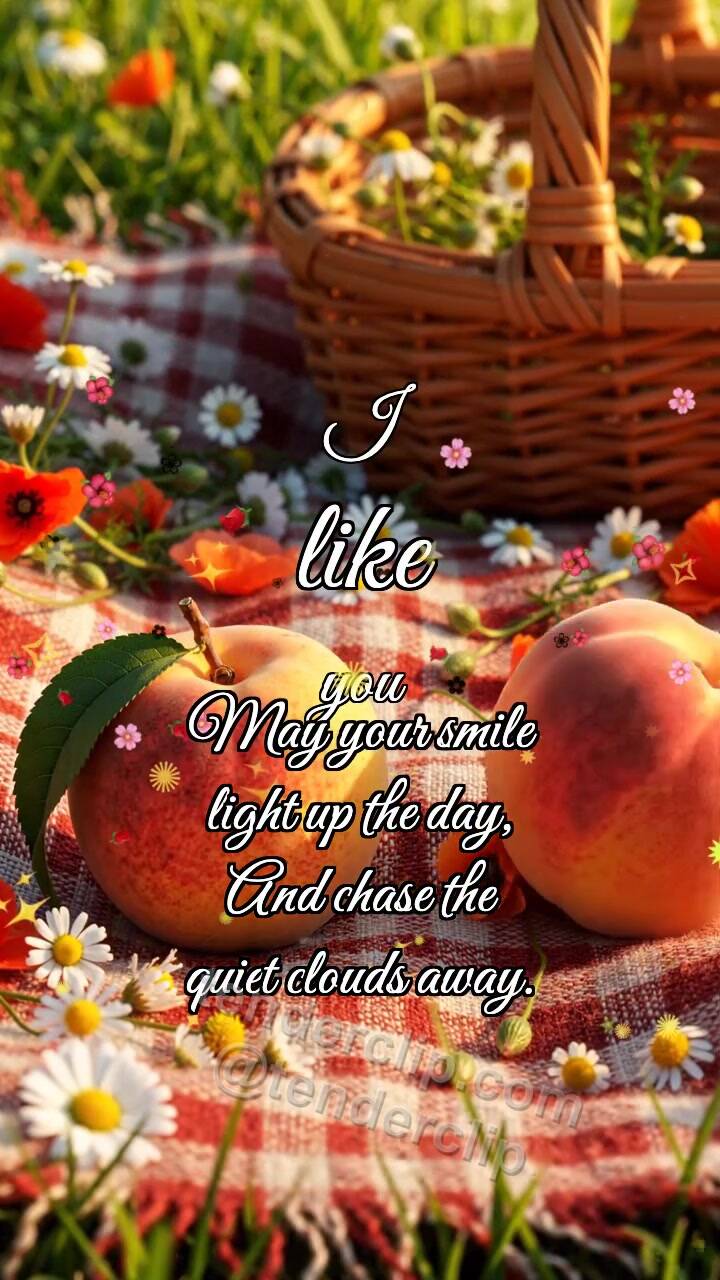 Animated greeting card about I like you: Peach Rolls Closer