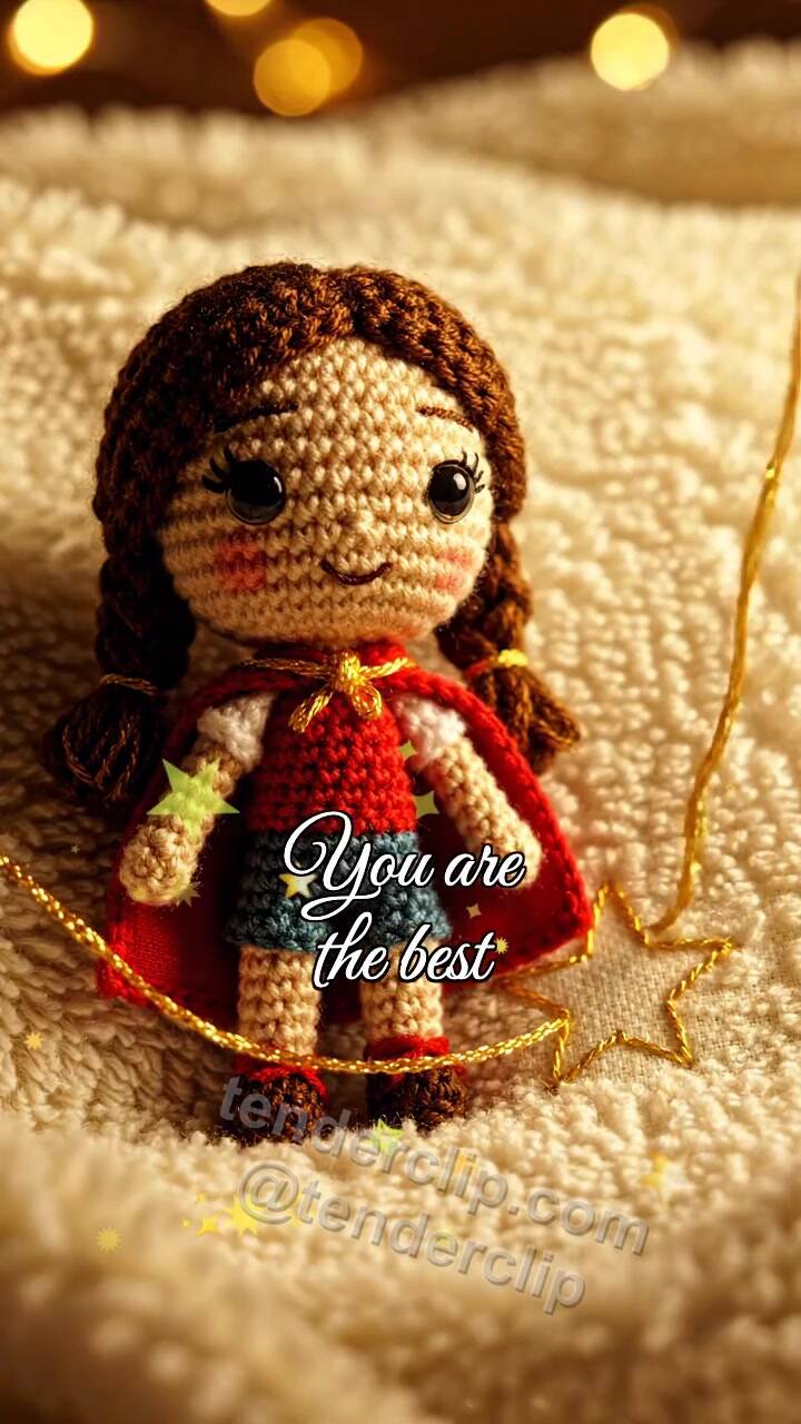 Animated greeting card about You are the best: gold thread embroiders a star