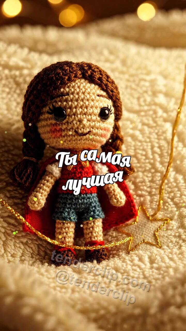 Анимационная открытка на тему Ты самая лучшая: золотая нить вышивает звезду