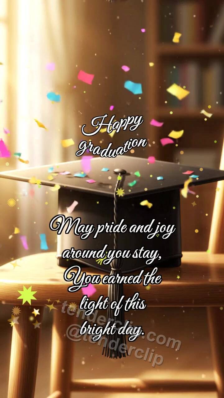 Animated greeting card about Happy graduation: Cap Catches Confetti