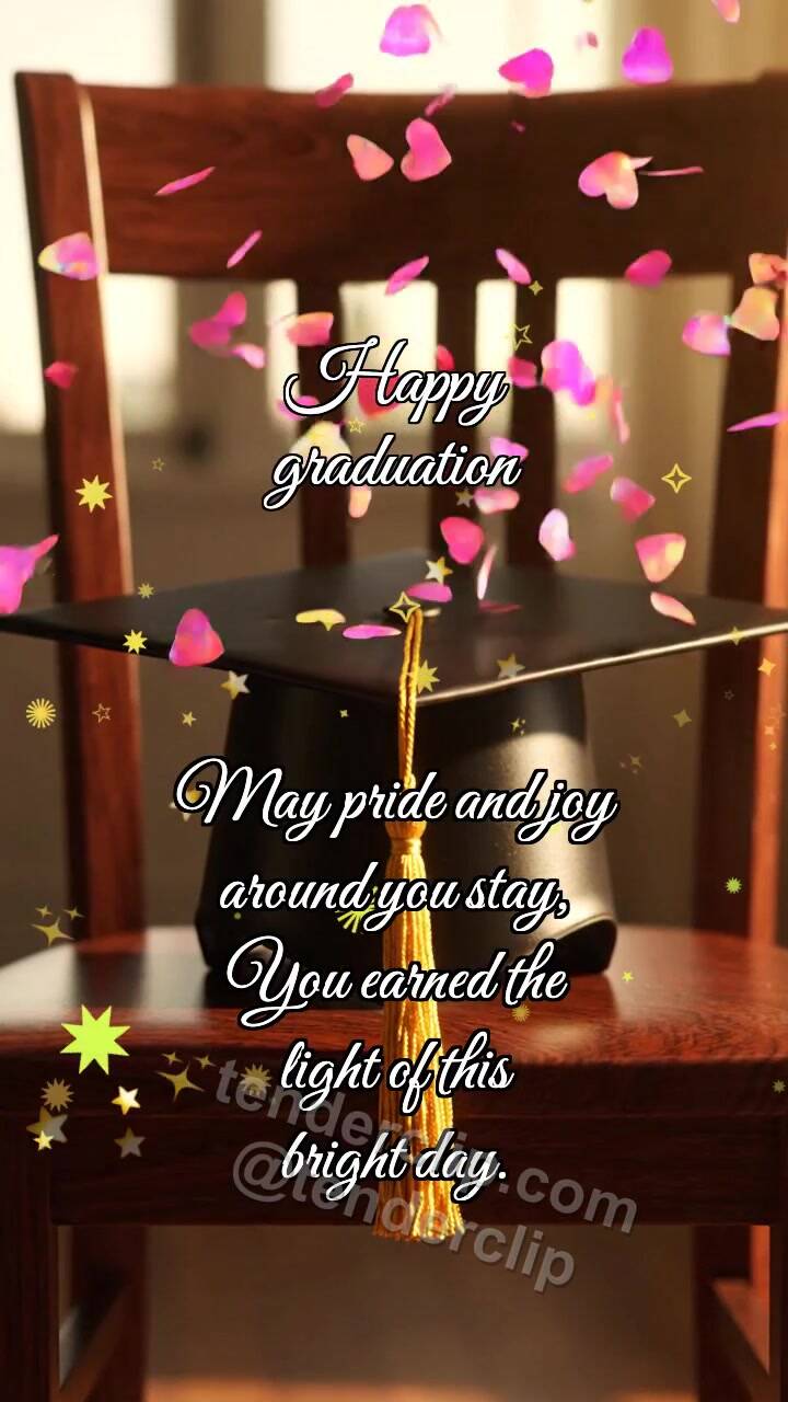 Animated greeting card about Happy graduation: Cap Catches Confetti