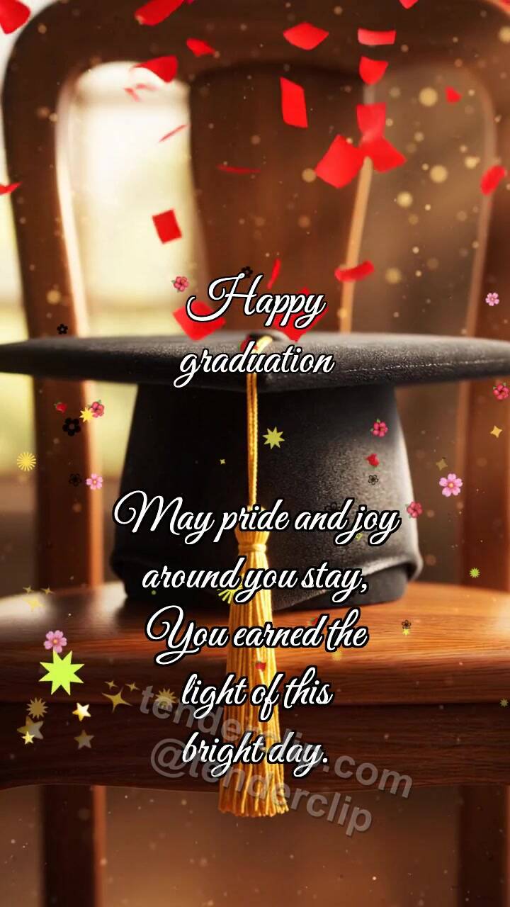 Animated greeting card about Happy graduation: Cap Catches Confetti