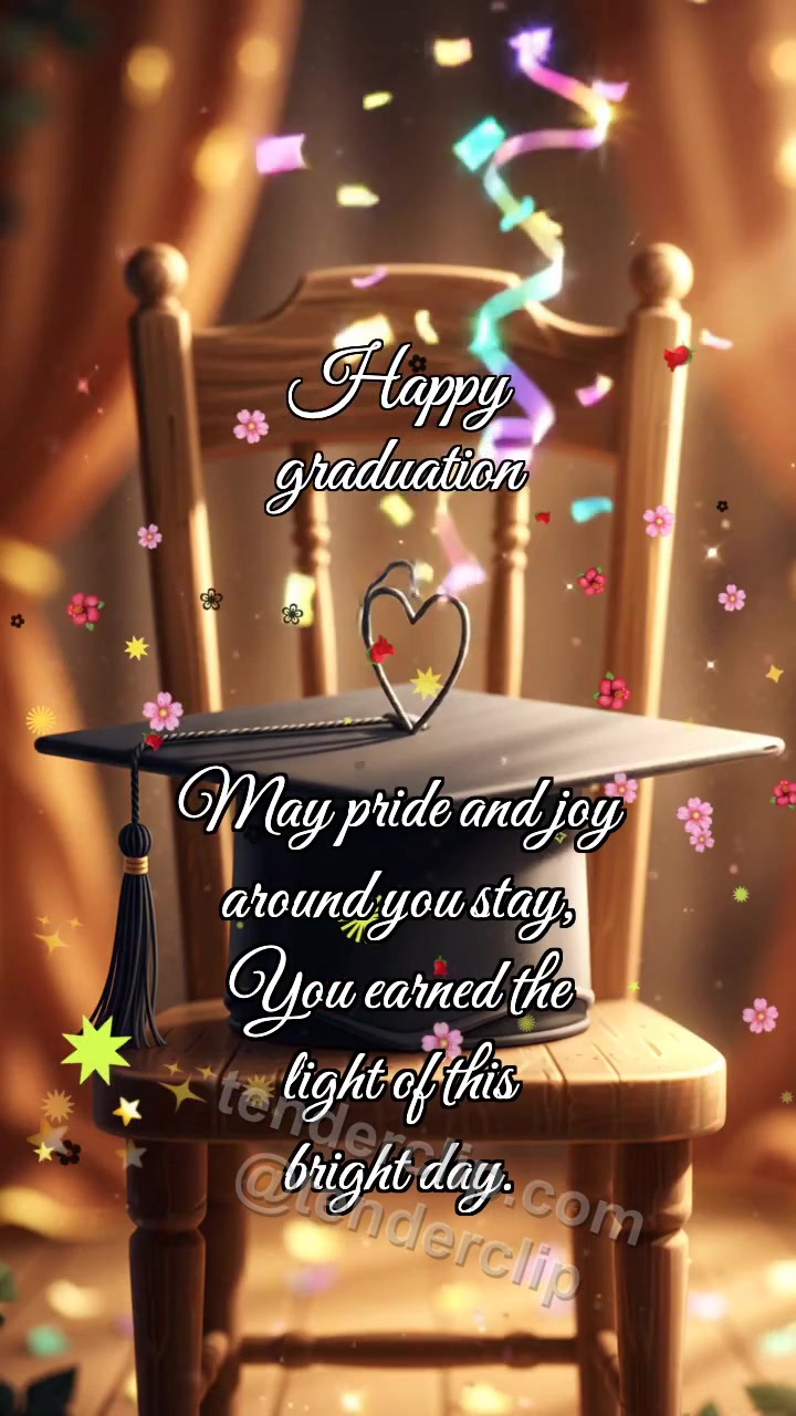 Animated greeting card about Happy graduation: Cap Catches Confetti