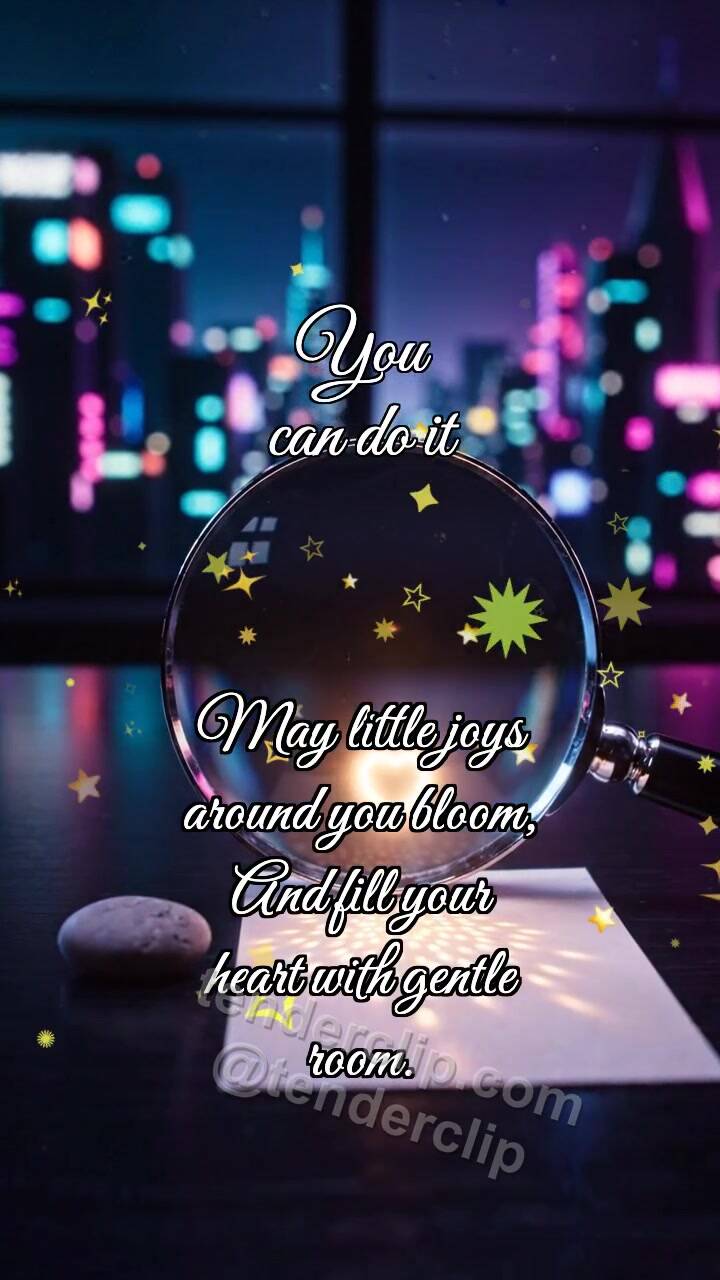 Animated greeting card about You can do it: Magnifier Gathers Light