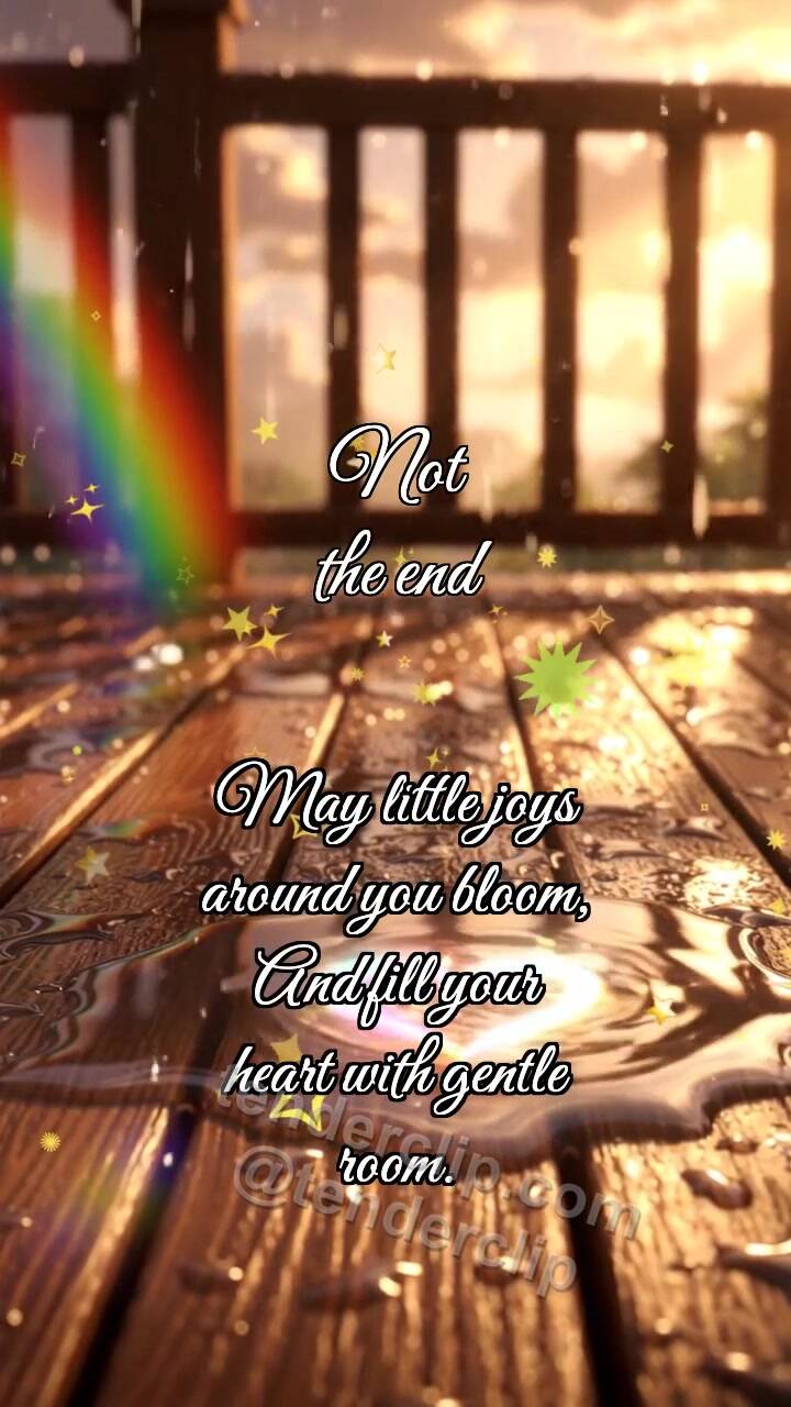 Animated greeting card about Not the end: Rainbow Touches Puddle