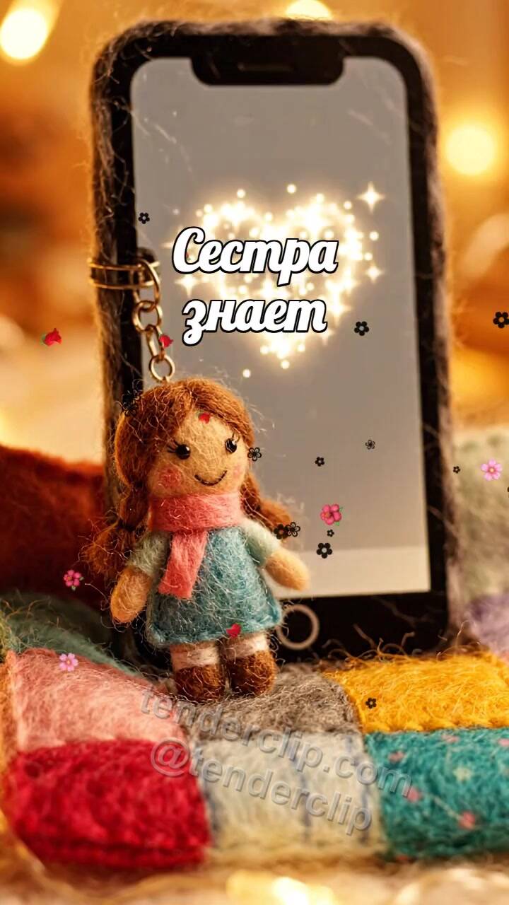 Анимационная открытка на тему Сестра знает: подвеска телефона знает сигнал
